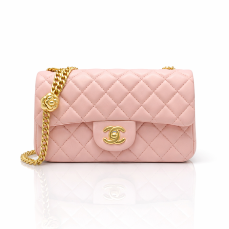 Chanel Classic Flap Bag in Light Pink Quilted Lambskin with Gold Hardware