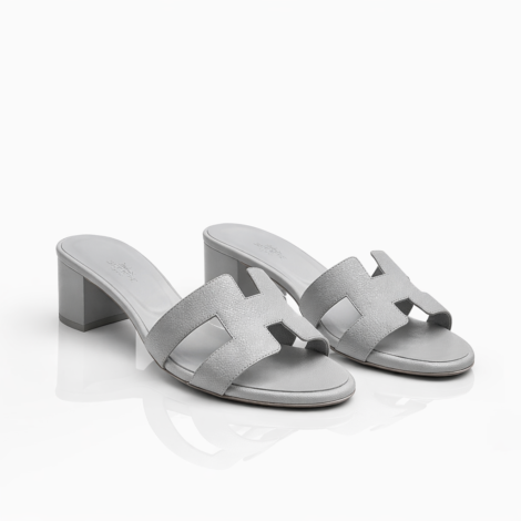 Hermès Oran Sandals in Grey Epsom Leather