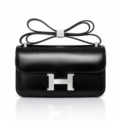 HERMÈS Constance 18 Bag in Black Swift Leather with palladium Hardware