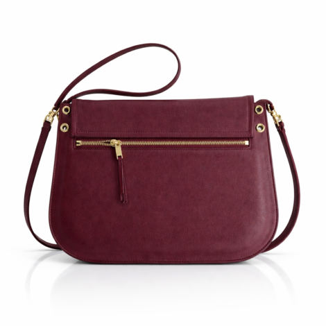 CELINE Soft Triomphe Besace in Supple Shiny Lambskin in Burgundy