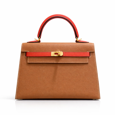 HERMÈS Kelly 25 Sellier Handbag in Gold Epsom Leather with Gold Hardware