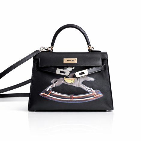 HERMÈS Mini Kelly 20 Sellier “Cheval à Bascule 24 Faubourg” in Black Box Calf Leather with Palladium Hardware