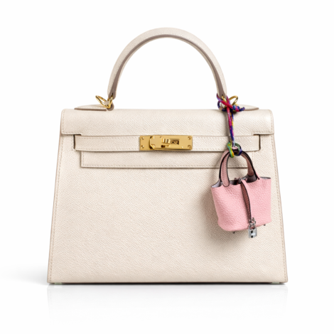 HERMÈS Kelly 28 Sellier Handbag in Craie Epsom Leather with Gold Hardware