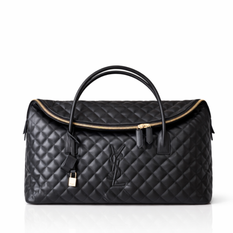 SAINT LAURENT Calfskin Quilted ES Giant Travel Bag in Black