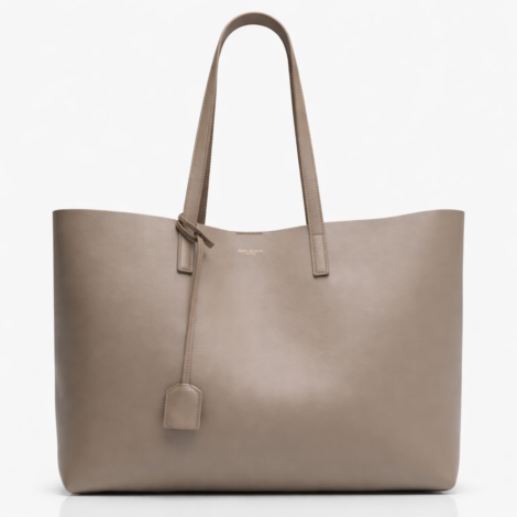 SAINT LAURENT East West Grained Leather Shopping Tote in Grey