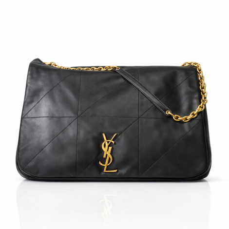 SAINT LAURENT Lambskin Matelassé Monogram Large Jamie 4.3 Shoulder Bag in Black