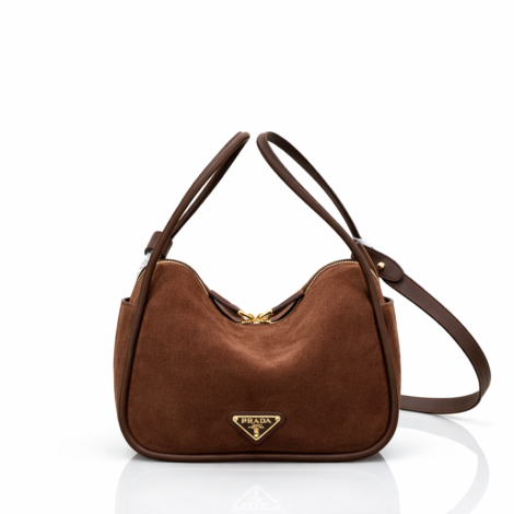 PRADA Darling Suede Tote Bag in Brown