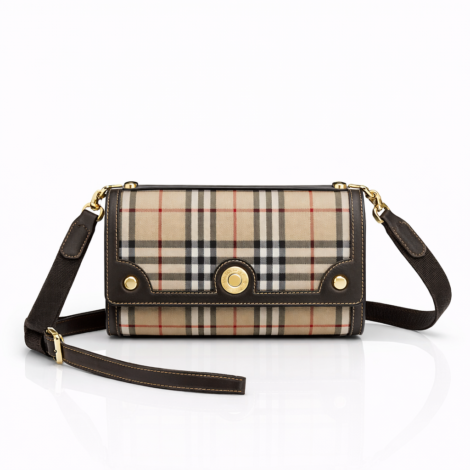 BURBERRY Note Check-Print Crossbody Bag