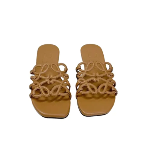 loewe Petal Anagram Leather Slides in Brown (1)