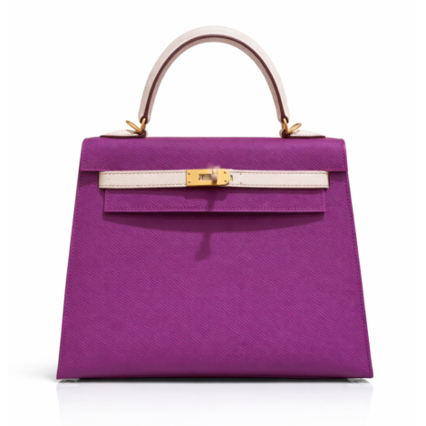 Kelly 25 Sellier Handbag in Anemone Epsom Leather with Gold Hardware